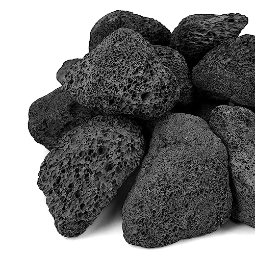 Mr. Fireglass Lava Rock Granules, 2.75"-5" Large Volcanic Lava Rock for for Fire Pits, Fire Bowls, Fire Table and Gas Log Sets, Decorative Landscaping, Indoor & Outdoor Fireplaces - 10 Pounds, Black - color: Black, size: 2.75"-5"