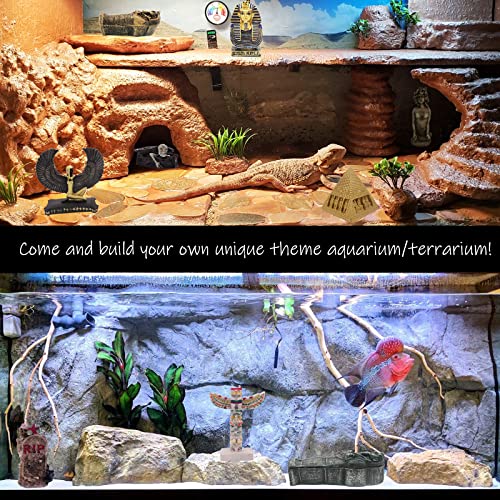 Ancient Egyptian Pyramid Anubis Sphinx Fish Tank Decor Decorations (Set of 3) Statue Sculpture Reptile Turtle Lizard Spider Tanks Terrarium Ornament Pet - color: Pyramid Anubis Sphinx