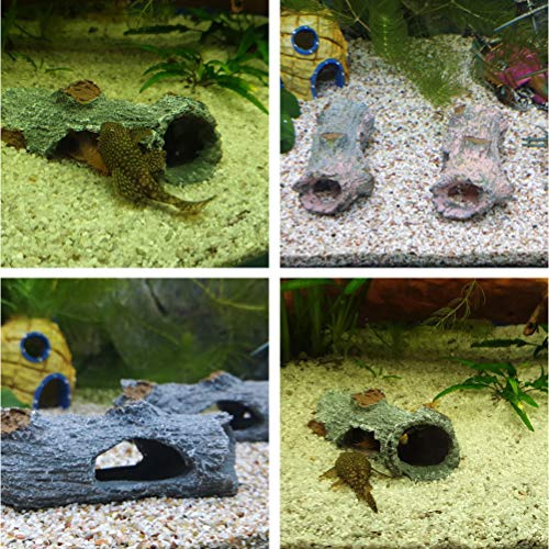 TOPINCN Aquarium Decoration Hollow Tree Trunk, Resin Betta Fish Hideout Cave Ornament for Small and Medium Tank, Vivid Landscape Log Decor for Fish to Play Rest Hide