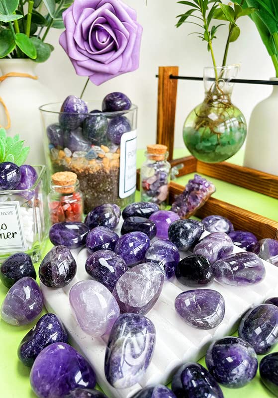 DUQGUHO Amethyst Healing Crystals Stones Set Natural Bulk Crystals Tumbled Polished Irregular Crystal Stones Bulk Rocks 0.45 lbs - color: 01 Amethyst