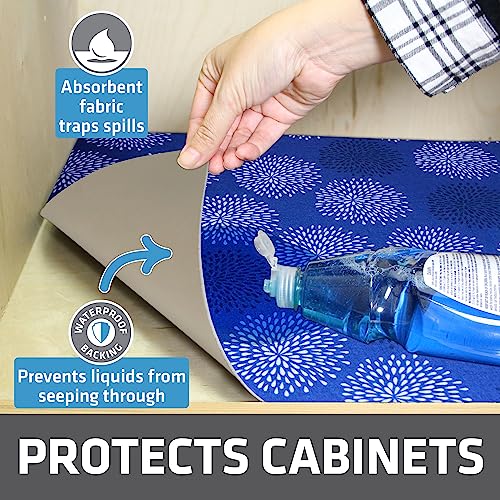 Drymate Premium XL Under Sink Mat, Waterproof Cabinet Protection Mats for Kitchen & Bathroom, Absorbent Shelf Liners, Slip-Resistant, Non-Adhesive, Machine Washable (USA Made)(24”x59”)(GoodBlue) - color: Good Medicine Blue, size: 24"W x 59"L