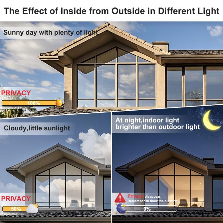 MAGIDEKOR Window Privacy Film One Way, Reflective Mirror Window Film Daytime Privacy, UV Sun Blocking Heat Control Static Cling, Window Tint for Home Office - 35.4 Inch X 6.5 Feet - color: One Way - Blue, size: 35.4 Inch X 6.5 Feet