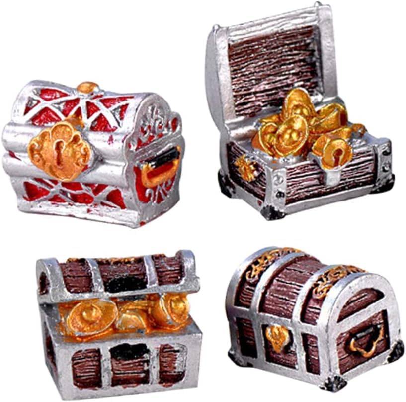 Pirate-Themed Mini Treasure Chest Aquarium Decor - Pearlescent Fish Tank Accessories for Small Aquariums, Goldfish Tank Decorations, Pool Tank Makeup, Fun Air Decor, 3Pcs Random Creative Aquascaping