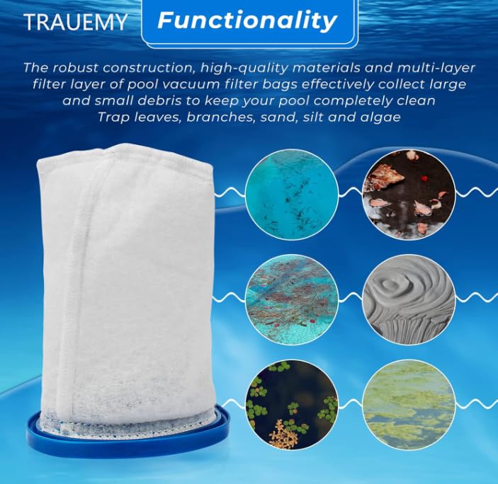 X-treme Multilayer Filter Bag,Sand & Silt Filter Bag, Compatible with Pool Blaster Max, Catfish Ultra, iVac 250, iVAC C2, Volt FX-4 and Jacuzzi JPV200 Handheld Pool Vacuums