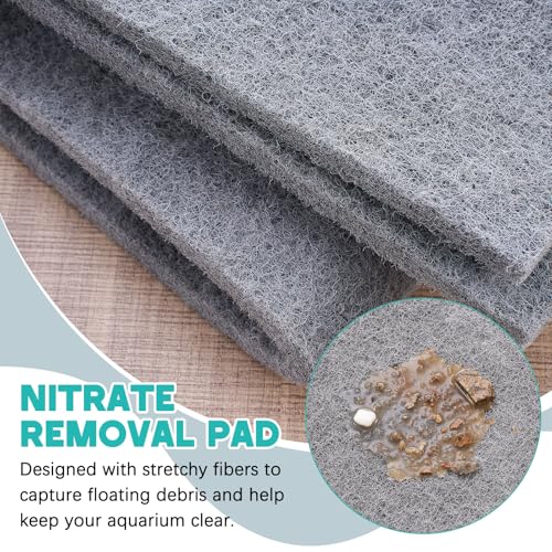 Treela Nitrite Remover Pad 4.53 x 39.37 inches Nitrate Reducer Filter Pad Fish Tank Filter Pads Nitrate Remover Cut to Fit for Aquariums and Pond Reducing Media Pad - color: Gray, size: 4.53 x 39.37 Inch