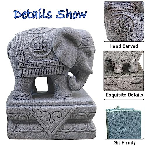 livelyfish Small Elephant Figurines A Pair Aquarium Decor Elephant Statues Bonsai Ornaments for 10 Gallon or Smaller Fish Tanks FengShui Decor (S) - size: Small