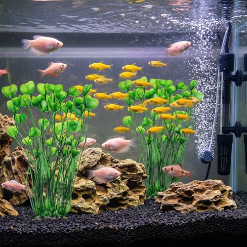 1 Pack Tall Aquarium Plants Plastic Realistic 15.35 Inches Aquarium Plants with Weighted Base Artificial Green Fish Tank Decor for Fish Tanks Aquascaping