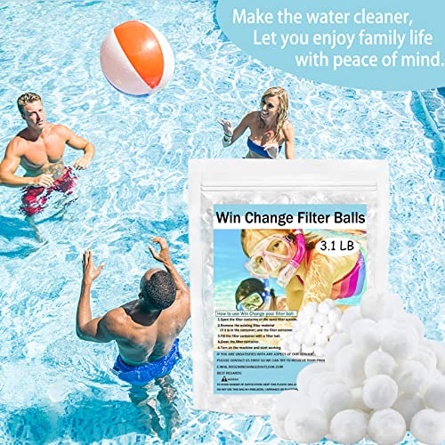 3.1 LB Pool Filter Balls,Filter Balls for Sand Filter Pump for Above Ground Pool Eco-Friendly Fiber Filter Media for Swimming Pool Sand Filters(Equals 100 LB Pool Filter Sand).(White 3.1LB)