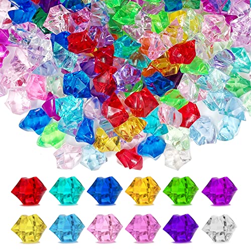 Fake Crushed Ice Cubes, Vase Fillers, 150 pcs 16 * 22 mm Artificial Acrylic Crystal Rocks Diamonds for Vase Fillers,Table Scatter, Party Favor, Food Display, DIY Crafts (0.86 * 0.62inch,Multi) - color: Multicolored