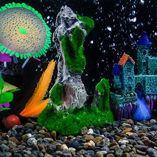 NW Wholesaler 6.75 Inch Fish Tank Mossy Rock Fish Tank Decoration - Fish Hideaway for Saltwater and Freshwater Aquarium Decor - style: Mossy Rock