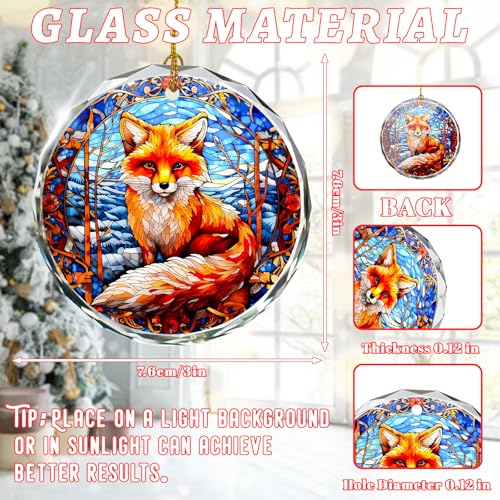 Fox Stained Glass Ornament - Christmas Tree Decor, Fox Ornaments for Christmas Tree, Gift Exchange - color: Fox