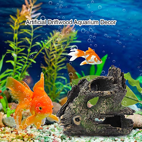 Tyenaza Trunk Aquarium, Aquarium Driftwood Ornaments Resin Wood Trunk Fish Tank Decoration Betta Fish Hideout Caves Decorations for Turtles, Reptiles - color: St-004c