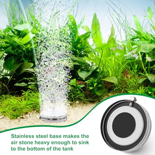 hygger Air Stones for Aquariums, Transparent Acrylic Fish Tank Bubbler Kit with Air Tube, Ultra Silent Bubble Stone Super-High Dissolved Oxygen Diffuser for Aquarium Fish Tank and Hydroponic - size: 1.7 inch
