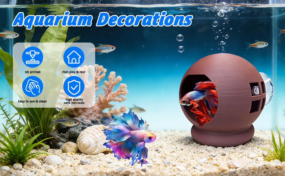 3-in-1 Honeycomb Betta Hammock Cave & Hideout with Suction Cup - Aquarium Decor for Betta Fish to Rest, Hide, Play - Easy Mount 3D Printed Fish Tank Accessory 3.15"x3.15"x3.15"