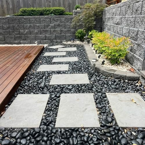 Polished Black River Rocks - 2-3 inch 10LB High Polished Decorative Pebbles, Stones for Landscaping, Natural River Rocks for Outdoor Décor, Plants,Vase Filler,Fish Tank - size: 10LB, style: Black
