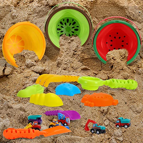 Beach Sand Toys Set for Kids, Silicone Collapsible Foldable Beach Bucket Travel Beach Toys for Summer Outdoor Camping and Fishing Tub with Sand Molds Shovels Rakes for Toddlers Boys Girls 2.5L 3PCS - style: Style1