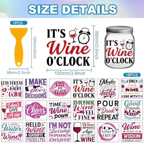 GLOBLELAND 18 Sheets Red Wine Text Transfer Stickers 3.9x3.6inch Colorful Drink Words Transfer Decal Rub on Transfer for Cup Decal Vase Glass Art Crafts Decorations - style: Red Wine Text