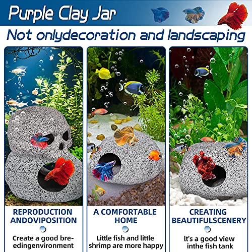 Aquarium Decorations Cave Fish Tank Accessories Rock Decor for Shrimp Cichlid Hiding Breeding Small Fish Bowl Hide Decoration Betta Toys Hideout Stones House（Medium） - size: Medium (1 Piece)