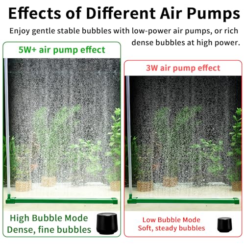 Aquarium Air Bubble Bar, 14.1 Inch Double Row Fine Micro Air Bubble Curtain Wall, Self-Sinking Design High Dissolved Oxygen Diffuser Fish Tank Bubbler for Freshwater Saltwater Hydroponics - size: 14.1 Inch