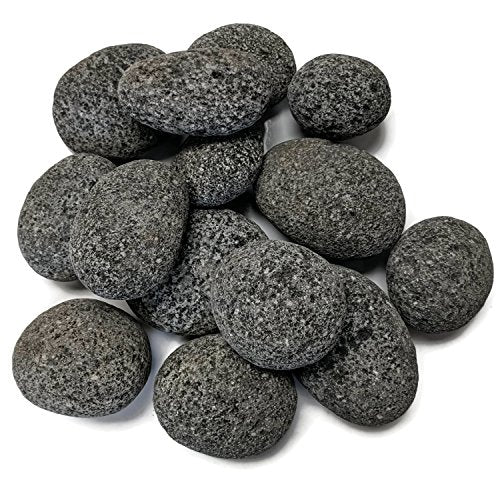 Midwest Hearth Natural Tumbled Lava Stones for Gas Fire Pit and Fireplace | Large (2"–3") | Smooth Round Volcanic Rock | 10 Lbs - size: Large (2" - 3")