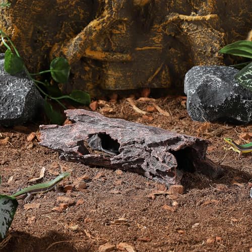 IBWell Aquarium Caves Decor Fish House for Betta Tree Log Hideout Tank Accessories Resin Simulated Hollow Trunk Reptile Shelter for Corn Snakes Lizards