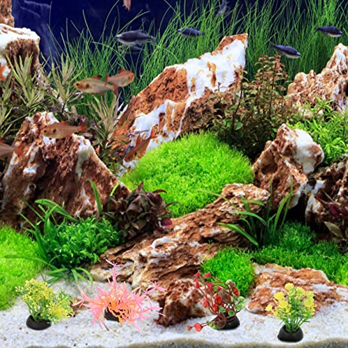 SEWACC 20pcs Artificial Fish Tank Plants Plastic Grass Plants Aquarium Decorations, Simulation Water Grass, Mixed Style, Small Betta Goldfish Turtle Tank Accessories