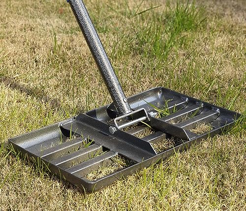 Lawn Leveling Rake, 17x10 Heavy Duty Lawn Leveler with Adjustable Handle Dirt Ground Level Tool for Yard Garden (60 Inch)
