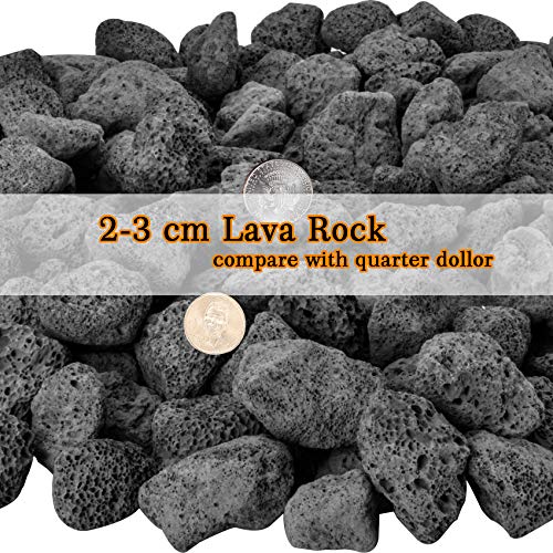 Mr. Fireglass Natural Lava Rock, 0.8"-1.2" Medium Volcanic Lava Rock for Indoor & Outdoor Fire Pits, Fireplaces, Fire Bowls & Fire Table, Decorative Garden Landscaping, Potted Plants -10 Pounds, Black - color: Black, size: 0.8"-1.2"