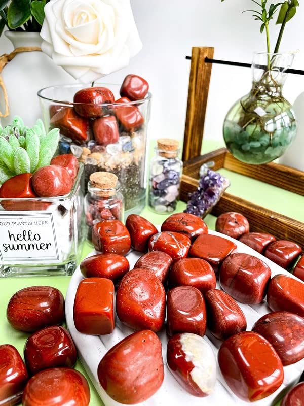 DUQGUHO Red Jasper Healing Crystals Stones Set Natural Tumbled Polished Irregular Pebble Stones Fish Tank Rocks 0.45 lbs - color: 06 Red Jasper
