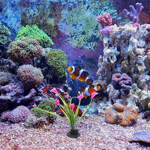 SHINEOFI 2pcs Realistic Fake Aquarium Decor Plants, Plastic Fish Tank Accessories, Compact Desktop Fish Tank Decoration for Household Aquariums
