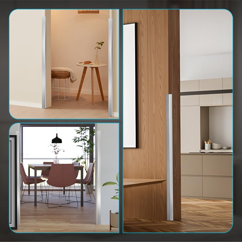 Proflex Wall Corner Protector - Brushed Aluminum 1 inch x 48 inch - Pack of 6 - Self Adhesive Corner Guards for Walls Edge Protection – Easy to Apply – No Tools Needed - color: Brushed Aluminum, size: 1 x 48 In - (6PCS)
