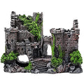 IBWell Ancient Castle Design Resin Aquarium Decoration Hideouts Stone Cave Hide House, Fish Tank Accessories for Betta Shrimp Turtle