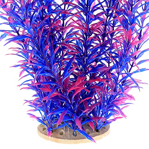 Aquarium Fish Tank Decoration,Large Artificial Plants for Fish Tank 21 inches Tall,Safe for All Fish, Purple