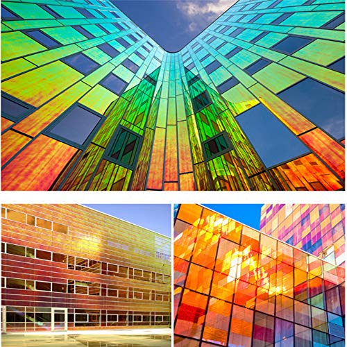 Holographic Decorative Iridescent Window Film Adhesive Glass Film Chameleon Rainbow Effect for Home Decal DIY Christmas Party Decoration Sticker, 24Inch x 33Feet, Warm Color - color: Warm Color, size: 24Inch x 33Feet