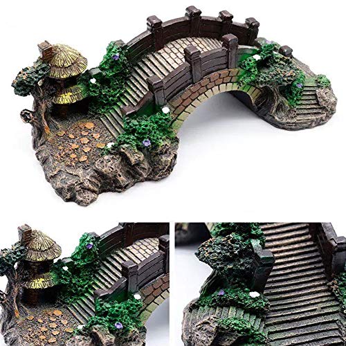 NA Aquarium Ornament Resin Arch Bridge Tree Pavilion Artificial Bridge Model for Garden Decor Fish Tank Landscape Accessories
