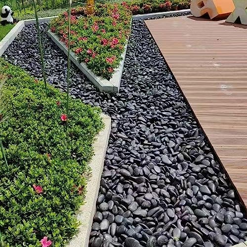YISZM 5lbs Black Pebbles for Plants, 2-3 Inch High Polished Natural Large River Rocks for Landscaping, Decorative Stones Vase Filler Fish Tank Aquariums Garden Outdoor and Indoor DIY - color: Black, size: 5 Pounds