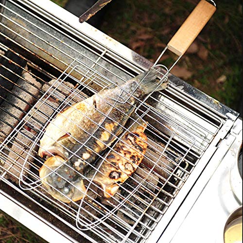 Fish Grill Basket, Stainless Steel Fish Grilling Rack Non Stick for Outdoor Grill Vegetables BBQ Grilling Rack for Oven Veggies Shrimp Cooking Accessories Outdoor Camping