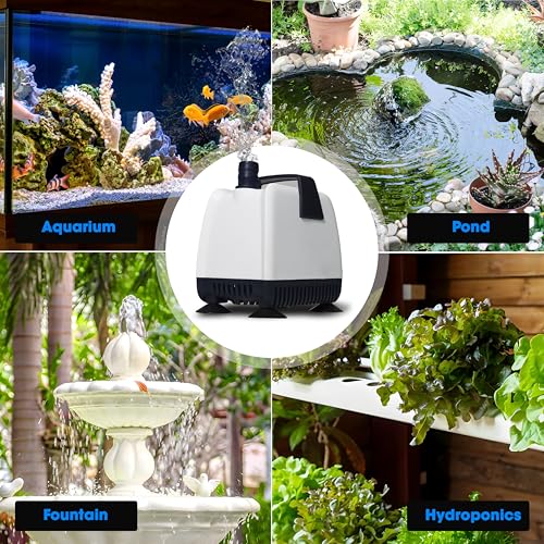 Aquarium Water Pump for Fish Tank Water Change, Small Submersible Aquarium Pump 25W Mini Water Pump for Aquariums, Quiet Fish Tank Pump Drain & Sump by MCDrumfilter