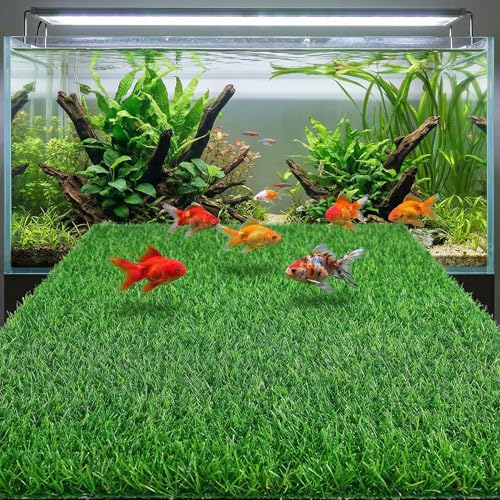 BESPORTBLE Turtle Basking Platform Artificial Grass Anti-Slip Turf Mat 19.6x9.8in for Aquarium Reptile Terrarium Amphibian Habitat