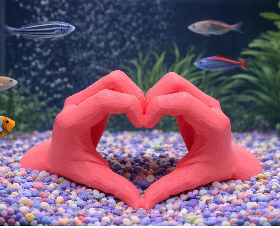 Fish Tank Decor Heart Hands Fish Hide Tank Decoration Fish Tank Aquarium Gift for Her Gift for Teen Shrimp Hide Tunnel