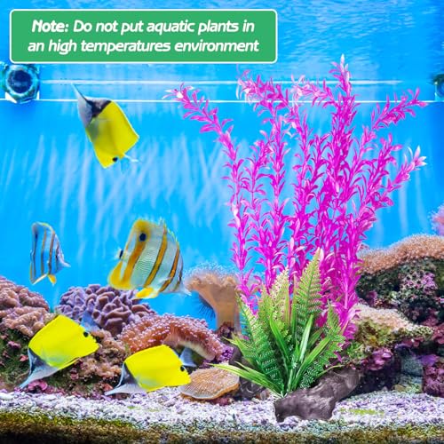 Hamiledyi Aquarium Plastic Plants Aquarium Decor Artificial Fish Tank Plants Lifelike Tall Fish Tank Decorations Aquarium Plant Suitable for Saltwater and Freshwater 15.7in 2pcs - color: E*2 Pcs, size: 15.7 in