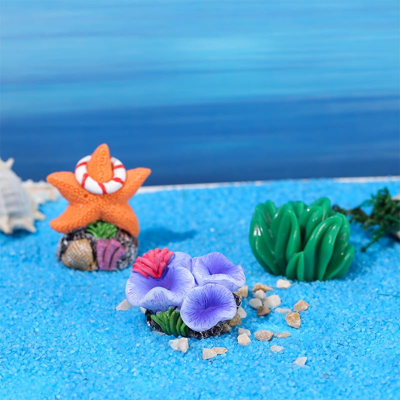 14 Pcs Mini Artificial Coral Plant for Aquarium Decorations, Fake Fish Tank Ornament Decor Multicolor Ocean Coral Reef Decoration Figurines for Betta Fish Tank Aquarium Landscape