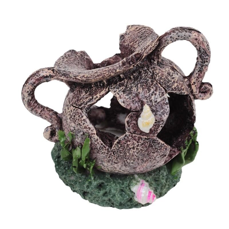 Resin Aquarium Vase Ornament – Aquarium-Safe Fish Tank Decor, Hideaway Cave for Aquatic Pets to Breed, Play and Rest, Unique Decorative Stone for Betta, Shrimp and Small Fish