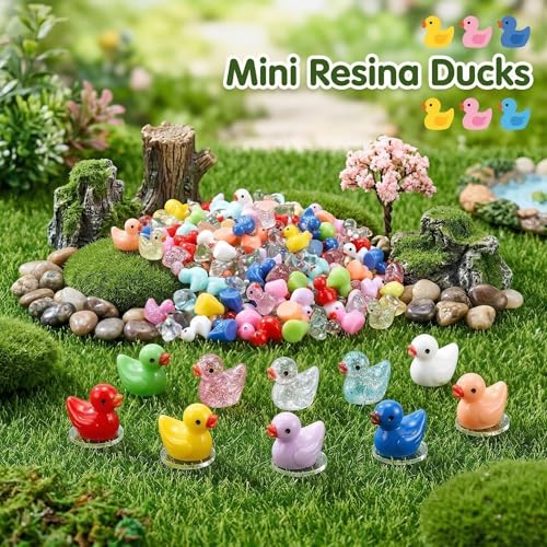 85 Pcs Mini Ducks Tiny Resin Ducks Glitter Little Animals Figurines Bulk for Micro Landscape Aquarium Ornaments Kit Dollhouse Decor Crafts Garden Accessories - color: Ducks, size: 85 Pcs