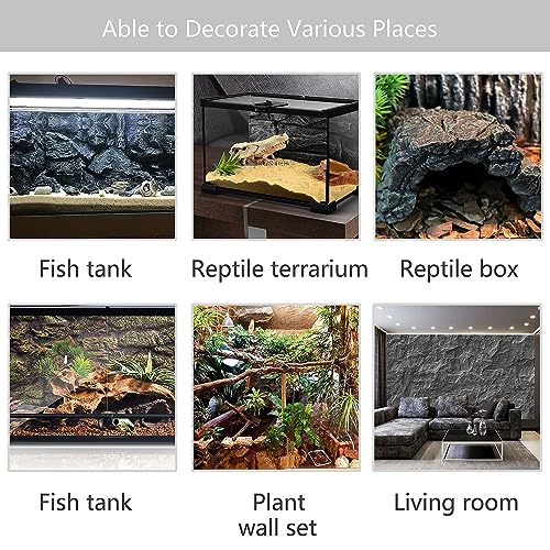 4pcs Rock Terrarium Background,3D Reptile Tank Background Board,Amphibian Stereo Backdrop Wall,Lizard Snake Gecko Spider Chameleon Turtle Fish pet silo Background Decorative Panel - color: brown-11.8"*8.8"（4pcs）