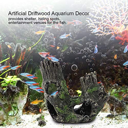 Tyenaza Aquarium Driftwood Decoration, Driftwood Resin Crafts Ornament for Aquarium Decoration Fish Tank Wood with Holes & Aquarium Caves Fish Tank Wood Decor(ST-004B) - color: St-004b