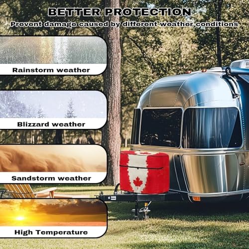 Canadian Flag Travel Trailer Propane Tank Cover Fit for Dual 20lb Tanks Dust-Proof Sun Protection Weather Resistant Gas Cylinder Cover - color: Canadian Flag, size: S(20LB)