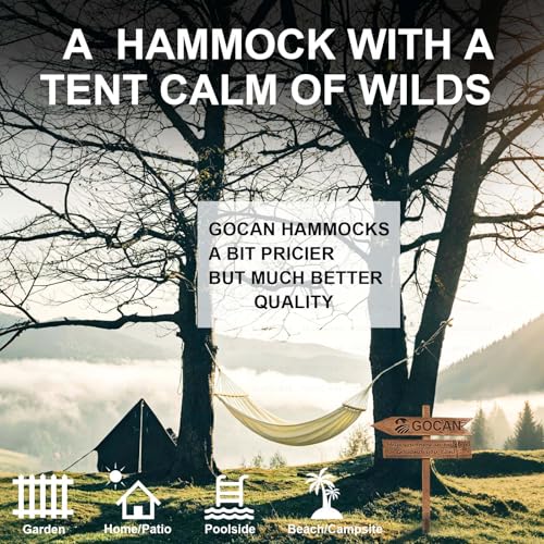 GOCAN Double Hammock 2 Person Extra Large 86inx59in Total Length 129in Load 500lb Canvas Cotton Hammock for Patio Porch Garden Backyard Lounging Outdoor and Lndoor with Removable Spreader Bar - color: White