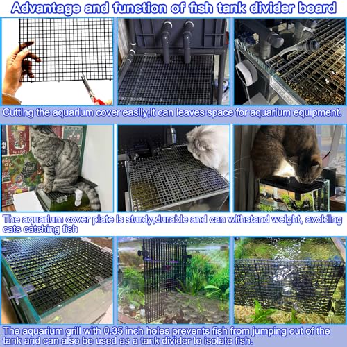 Plastic Egg Crate Fish Tank Divider Aquarium Filter Bottom Plastic Grid Fish Tank Isolation Board Black Egg Crate Tray((Black, 12pcs 11.8X11.8Inch with 0.35Inch Hole) - color: Black, size: 12pcs 11.8X11.8Inch with 0.35Inch hole