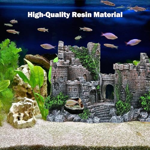Ymiko Fish Tank Decorations, Aquarium Castle with Castle Design Castle Aquarium Decoration Aquarium Decorations for Freshwater and Saltwater Fish Tanks